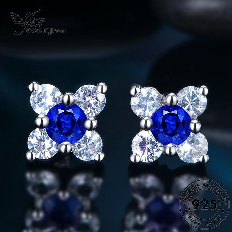 Jewelrypalace Bunga925 Anting Tusuk Wanita Asli Safir Perak The E607