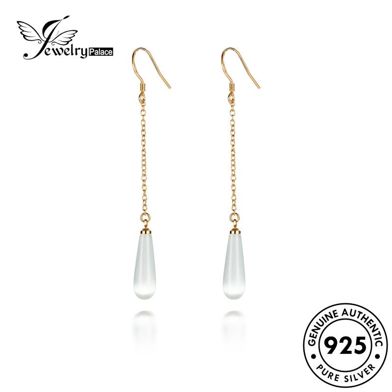 Jewelrypalace Anting Emas925 Kait Panjang Perak Asli Jumbai Wanita Opal E665