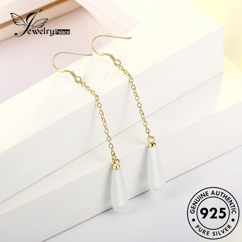 Jewelrypalace Anting Emas925 Kait Panjang Perak Asli Jumbai Wanita Opal E665