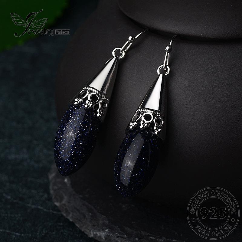 Jewelrypalace Obsidian925Kait Wanita Drop Diamond Bentuk Hitam Anting Perak Asli E746