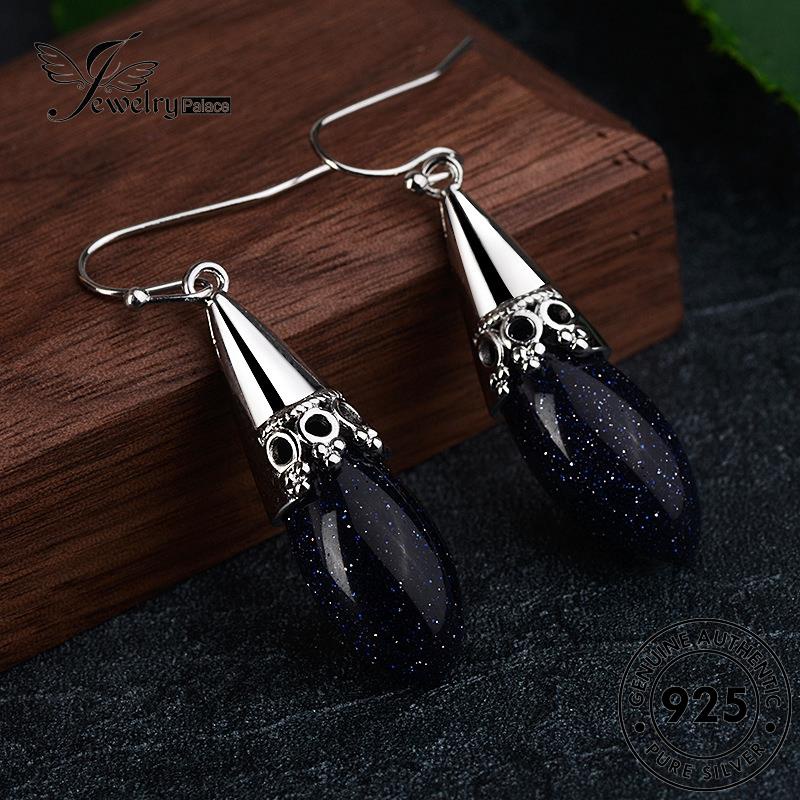 Jewelrypalace Obsidian925Kait Wanita Drop Diamond Bentuk Hitam Anting Perak Asli E746