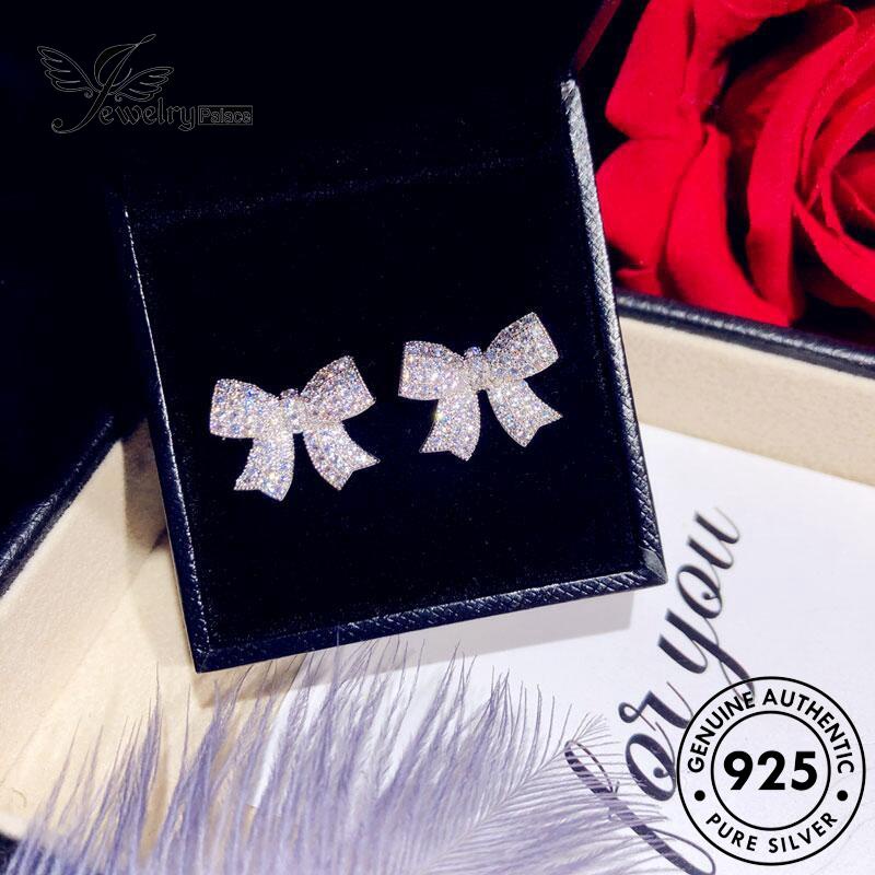 Jewelrypalace Perak Asli Berlian Busur925 Stud Wanita Moissanite Anting Dasi E876