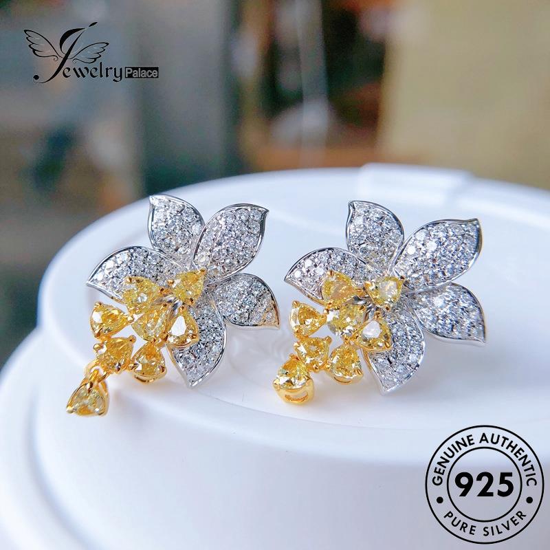 Jewelrypalace Anting925 Citrine Asli The Women Flowers Perak Stud E881