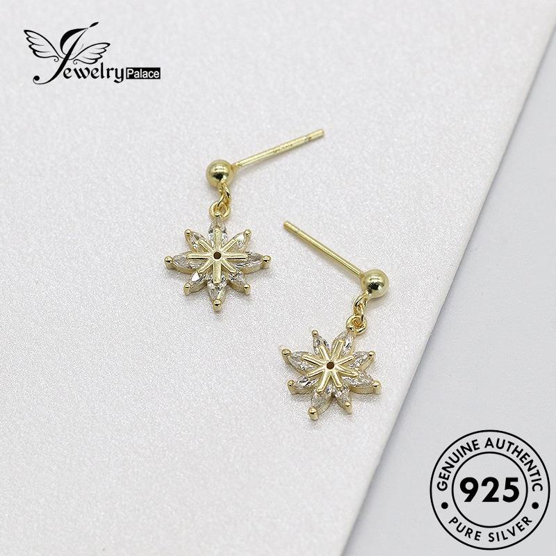 Jewelrypalace Anting Perak Stud Asli Wanita Emas Moissanite 925bunga Berlian The E965