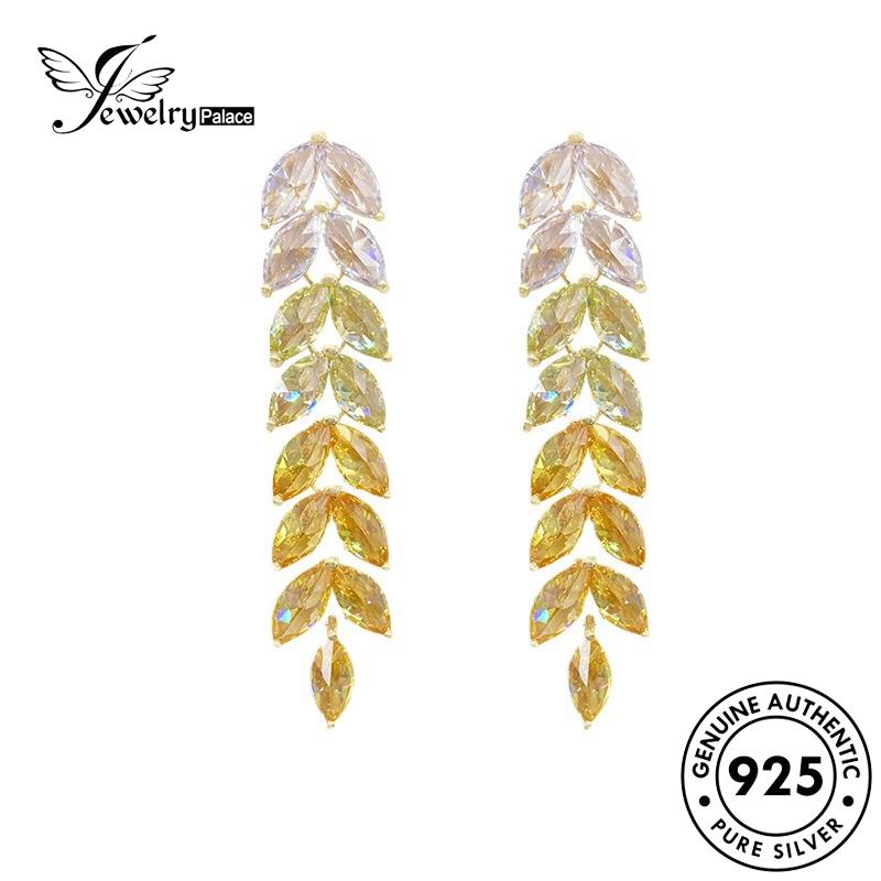 Jewelrypalace Citrine Gold Daun925 Perak Asli Wanita Anting Tusuk E1043