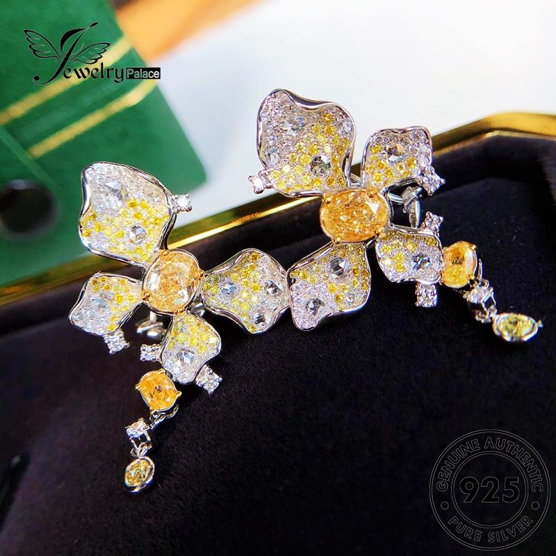 Jewelrypalace Anting Tusuk Citrine Wanita Asli Kupu Kupu925 Perak E1114