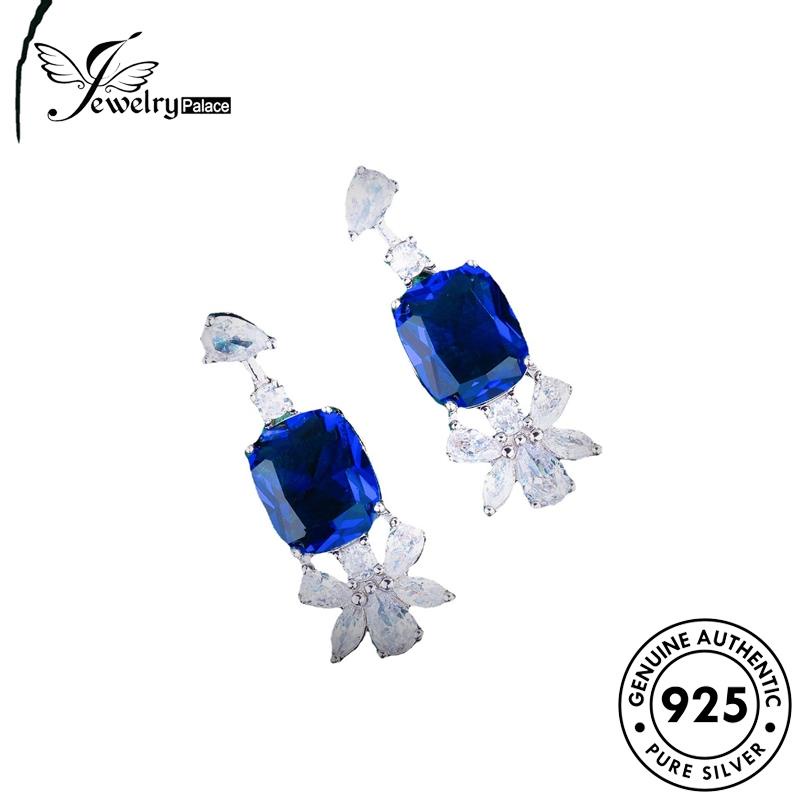 Jewelrypalace Anting Tusuk Sapphire Wanita Perak Asli Oval925 E1165