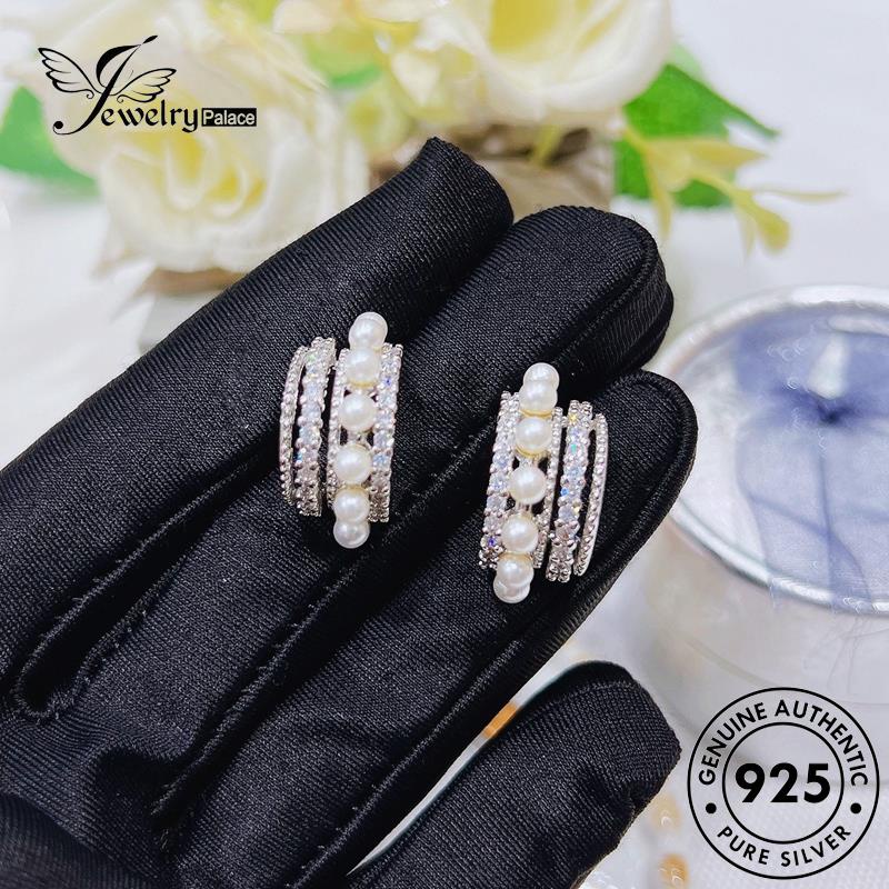 Jewelrypalace Anting Asli Berlian Wanita Moissanite C Stud Emas925Bentuk Perak E1177