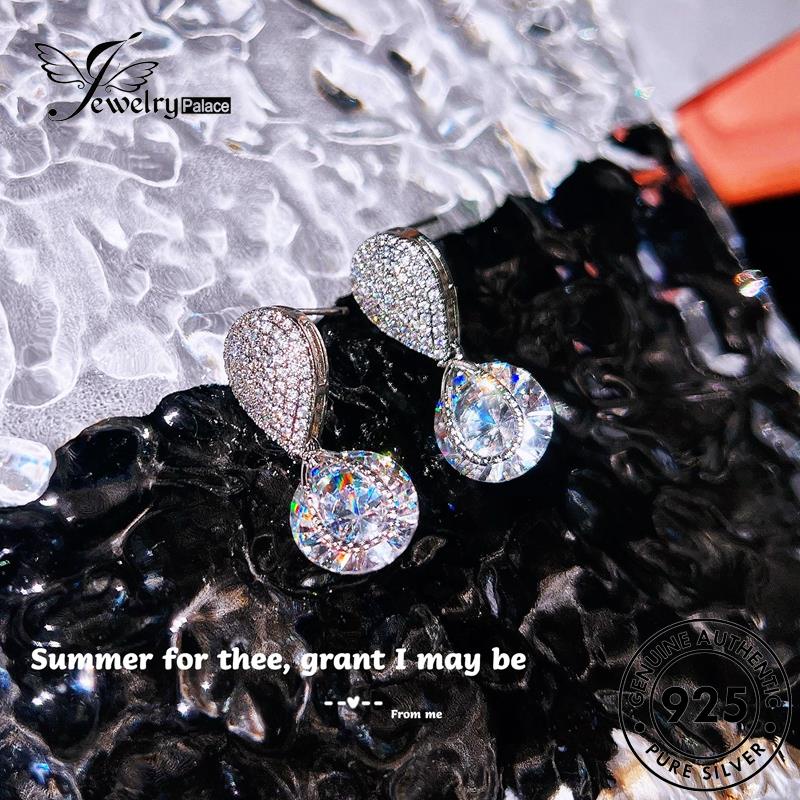 Jewelrypalace Anting Perak Drop Berlian Moissanite Wanita Bentuk Stud925Asli E1220