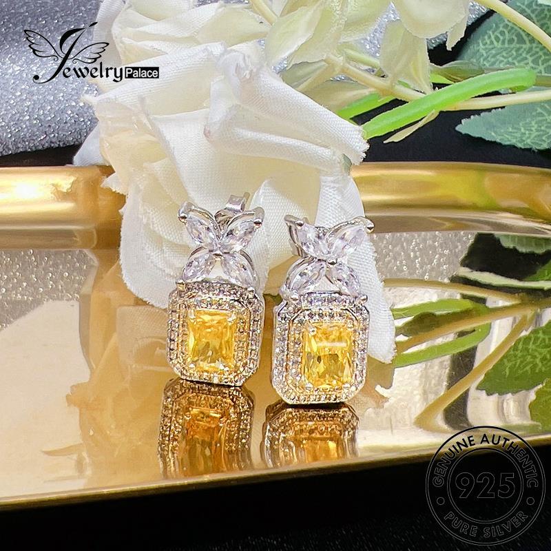 Jewelrypalace Original Tusuk Busur Perak Citrine Dasi925 Anting Wanita E1272