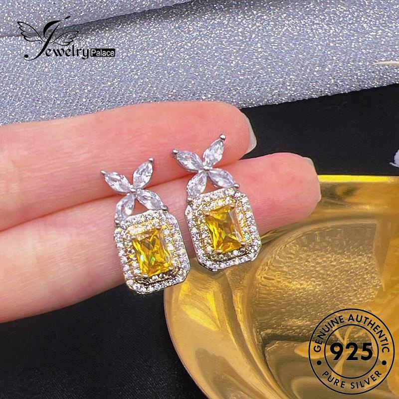 Jewelrypalace Original Tusuk Busur Perak Citrine Dasi925 Anting Wanita E1272