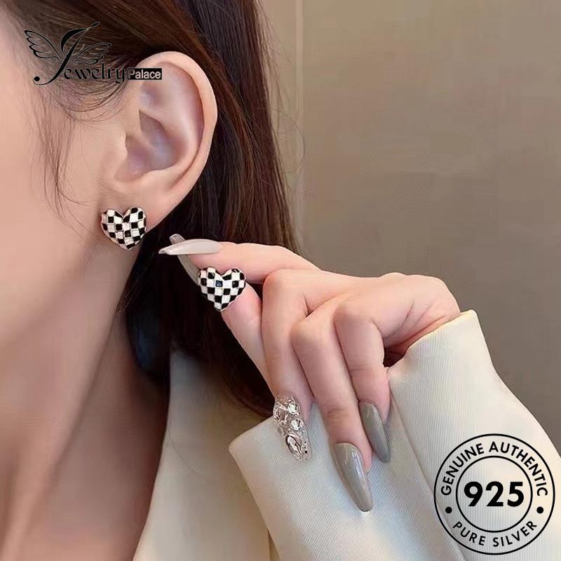 Jewelrypalace Anting Perak Tusuk Asli Wanita925 Checkerboard E1273