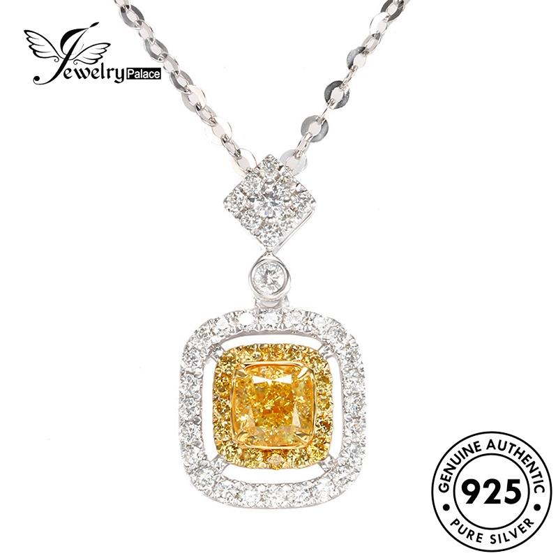 Jewelrypalace Berlian Asli Fashion Kalung Wanita925 Perak Citrine Square N151