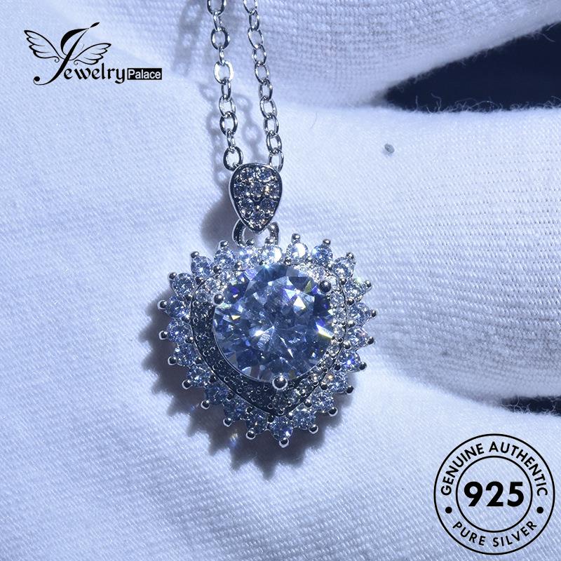 Jewelrypalace Perak925 Moissanite Wanita Berlian Simple Love Kalung Asli N318
