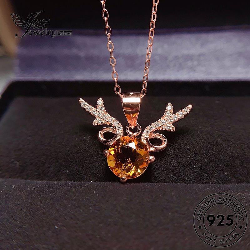 Jewelrypalace Emas Asli Perak Elk Citrine Lucu925 Wanita Kalung N939