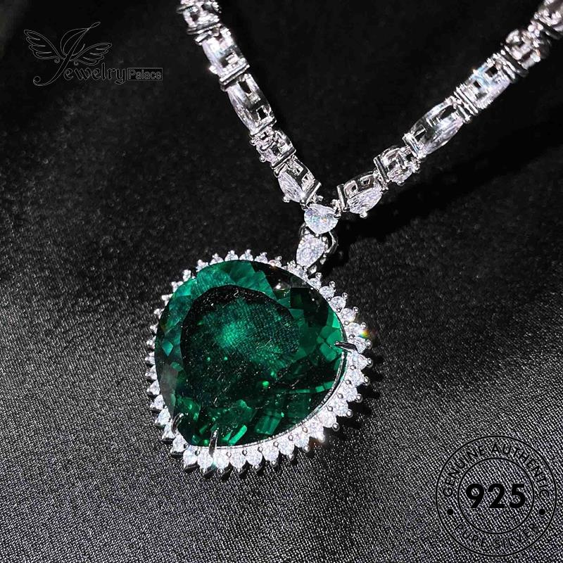 Jewelrypalace Kalung Perak Asli925 Wanita Fashion Love Emerald N950