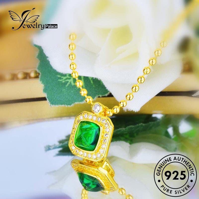 Jewelrypalace Emerald Asli Fashion925 Kalung Perak Kubus Wanita N1118