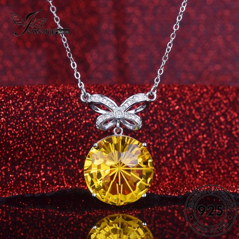 Jewelrypalace Kalung Perak925 Wanita Asli Bulat Fashion Citrine N1184