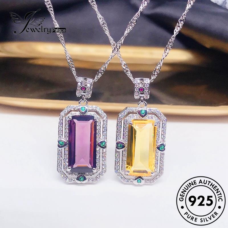Jewelrypalace Kalung Fashion Perak Strip Citrine Asli Wanita925 N1196