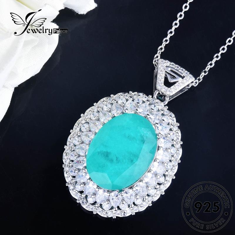 Jewelrypalace Wanita Perak Asli Retro Safir Kalung Bulat925 N1214