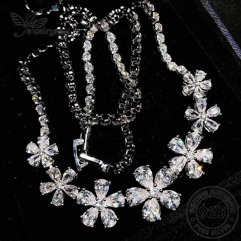 Jewelrypalace Perak Berlian Kreatif Kalung Bunga Wanita Moissanite925 Asli N1296