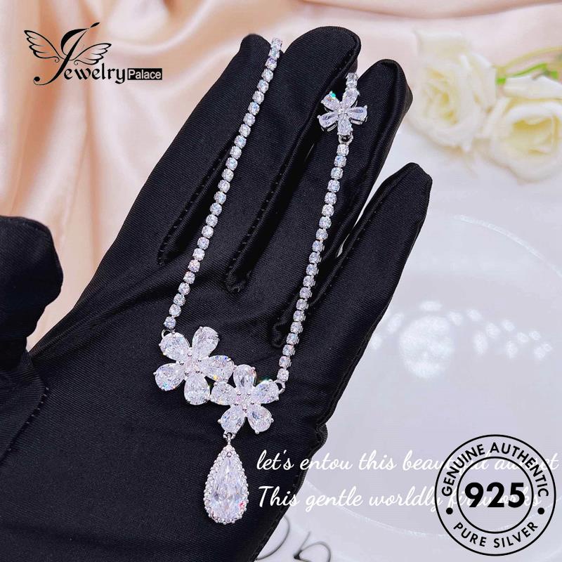 Jewelrypalace Original Kalung Fashion Moissanite925 Berlian Perak Drop Wanita N1311