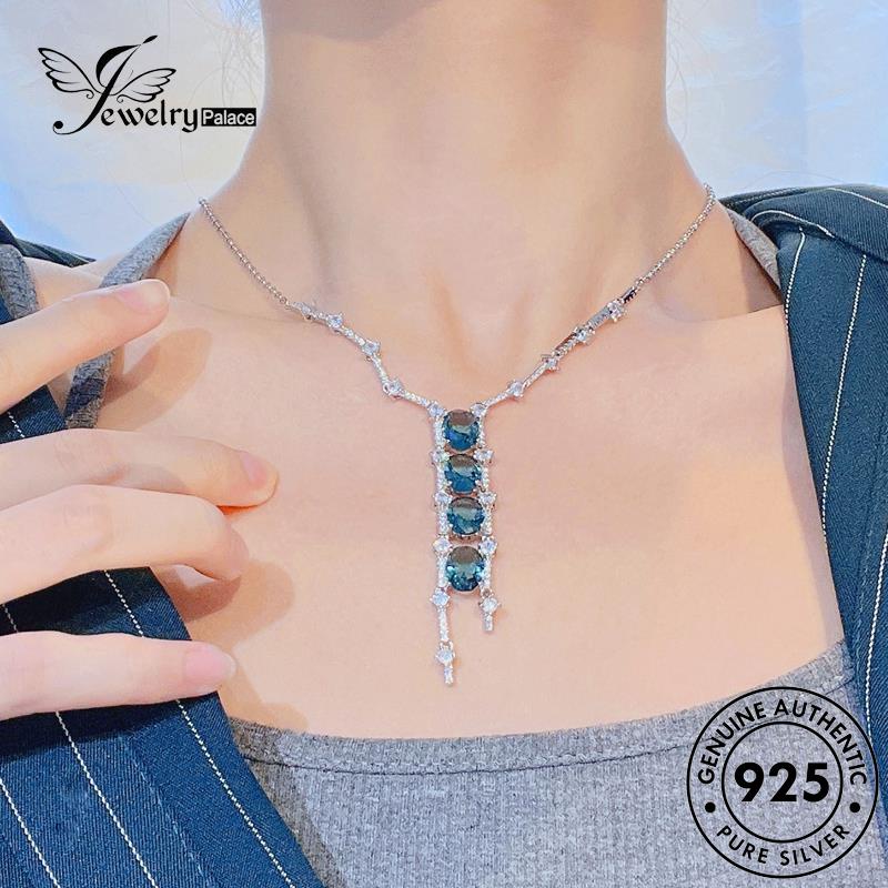 Jewelrypalace Sapphire Perak925 Wanita Elegan Rumbai Kalung Asli N1335