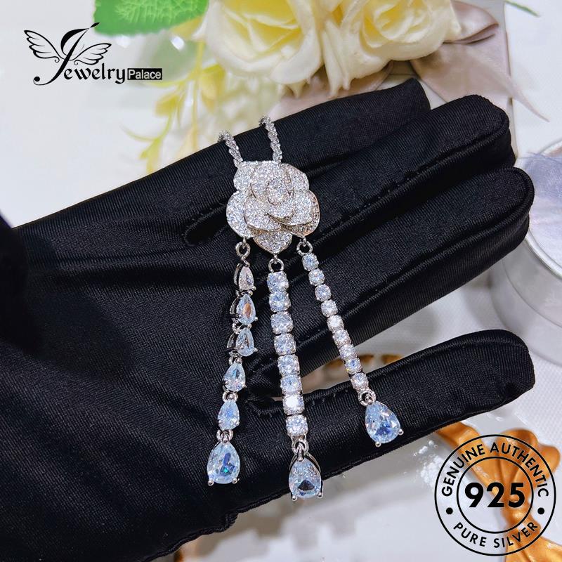 Jewelrypalace Perak Asli Moissanite Camelia Wanita Kalung Berlian925 Fashion N1337