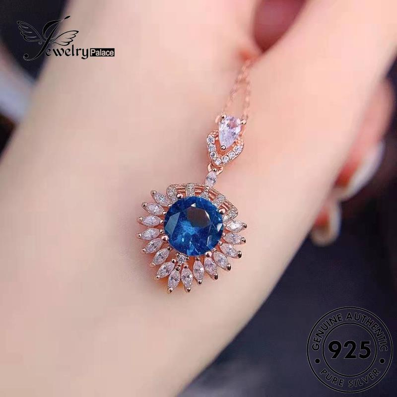 Jewelrypalace Perak Asli Mewah925 Wanita Kalung Safir Ringan N1422