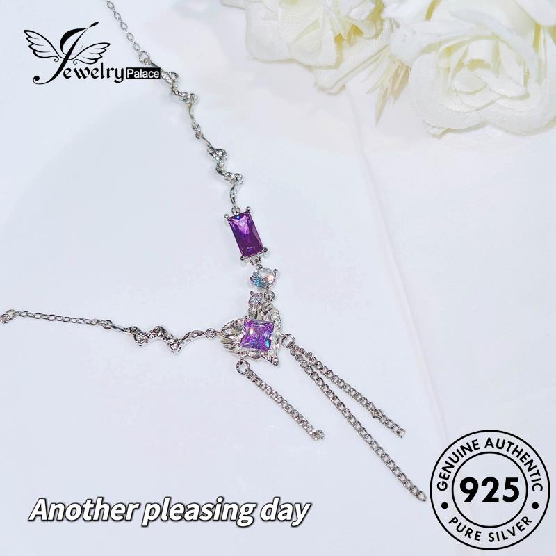 Jewelrypalace925 Kalung Fashion Perak Asli Wanita Amethyst N1387