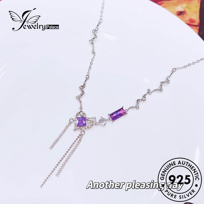 Jewelrypalace925 Kalung Fashion Perak Asli Wanita Amethyst N1387