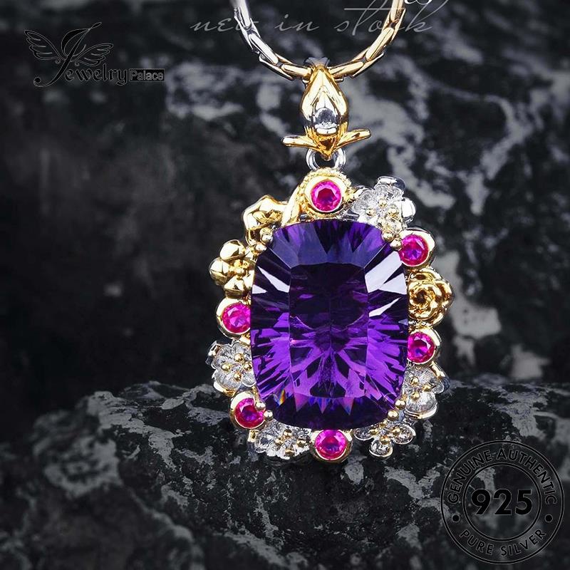 Jewelrypalace Kalung Ukir925 Wanita Fashion Asli Amethyst Silver N1574