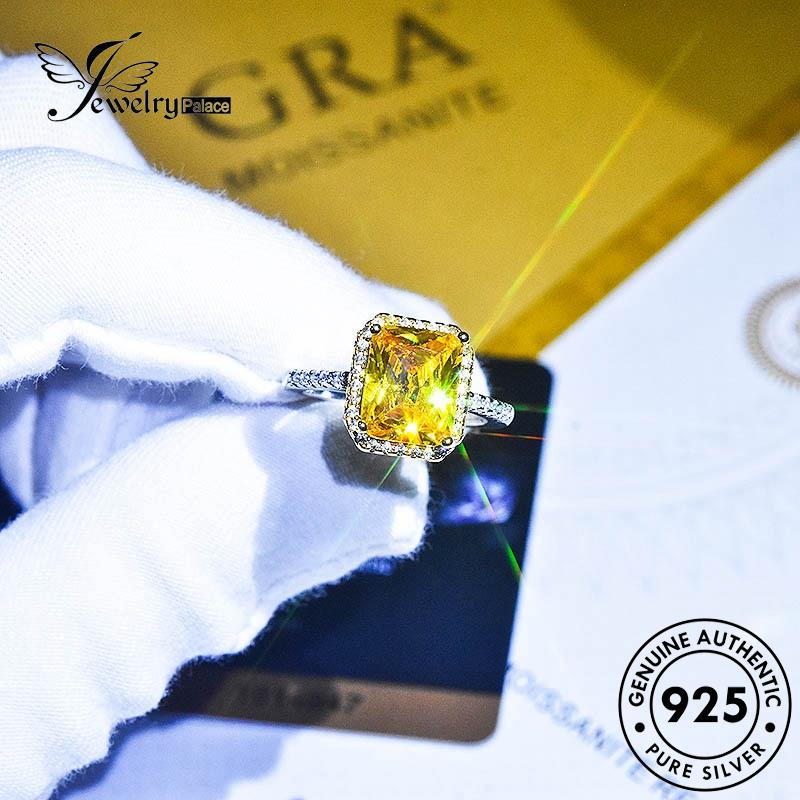 JEWELRYPALACE Original Perak Nikah korea Retro Wanita Silver Crystal Cincin Diamond Silver 925 Square Aksesori Asli Sterling Perhiasan Kawin Pink Murni R30