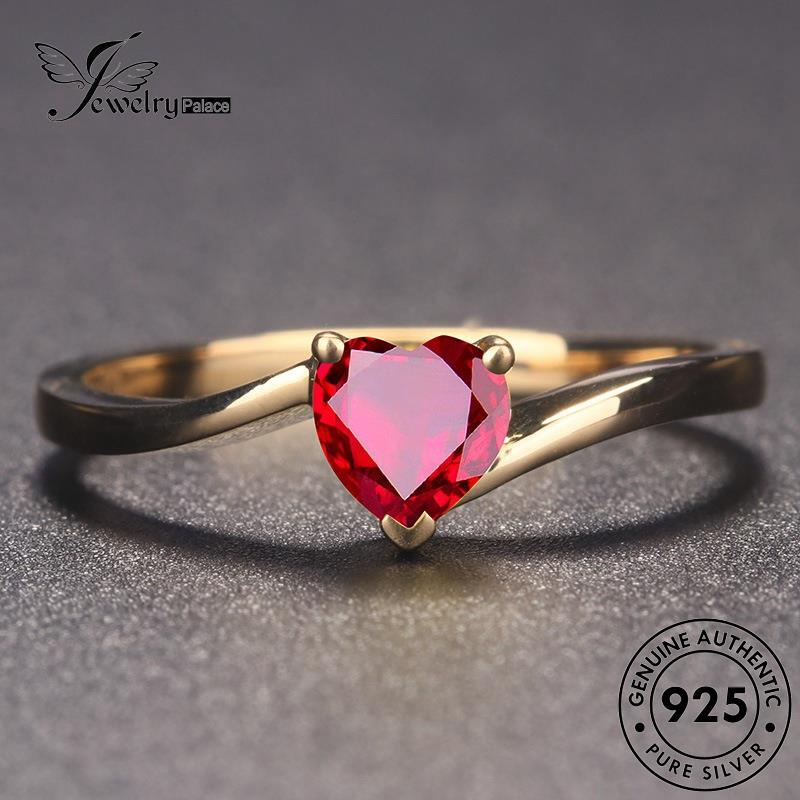 JEWELRYPALACE Aksesori Gold korea Silver Murni Original Nikah Perhiasan 925 Asli Classic Wanita Sterling Perak Ruby Kawin Silver Cincin R279