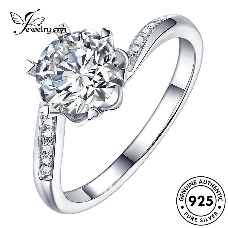 JEWELRYPALACE 925 Diamond Original Kawin korea Nikah Aksesori Sterling Silver Classic Flowers Wanita Cincin Perhiasan Perak Asli Moissanite Murni Silver R403