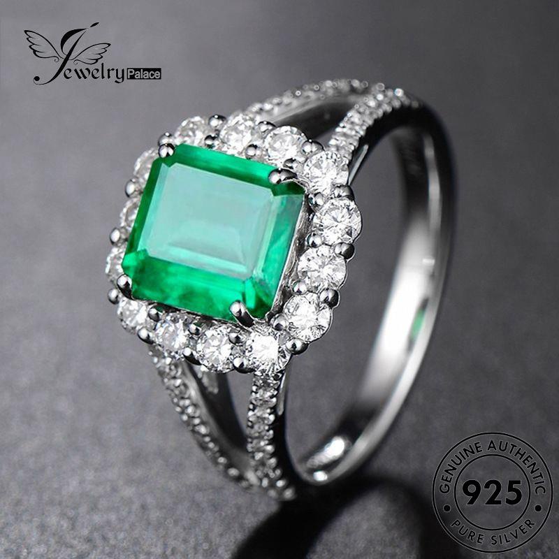 Jewelrypalace Asli Kotak925 Wanita Cincin Perak Klasik Zamrud R468