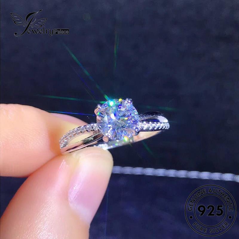 Jewelrypalace Cincin Moissanite Klasik Wanita925 Cakar Empat Berlian Perak Asli R366