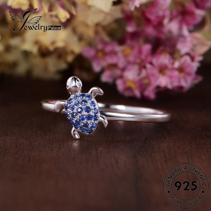 JEWELRYPALACE Silver Silver Original Murni Perak Sapphire Asli Nikah korea Kawin Turtle Sterling Creative 925 Cincin Wanita Perhiasan Aksesori R851