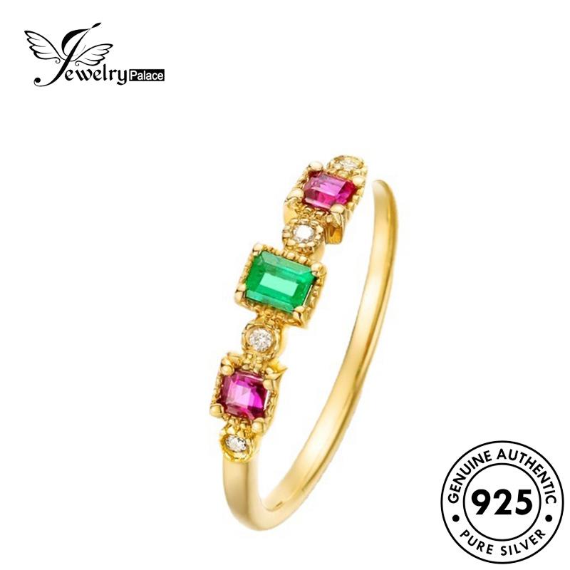 JEWELRYPALACE Perhiasan Wanita Emerald Nikah Murni Original Kawin 925 Personality Perak Sterling Asli Silver Cincin Silver korea Aksesori Color Gold R735