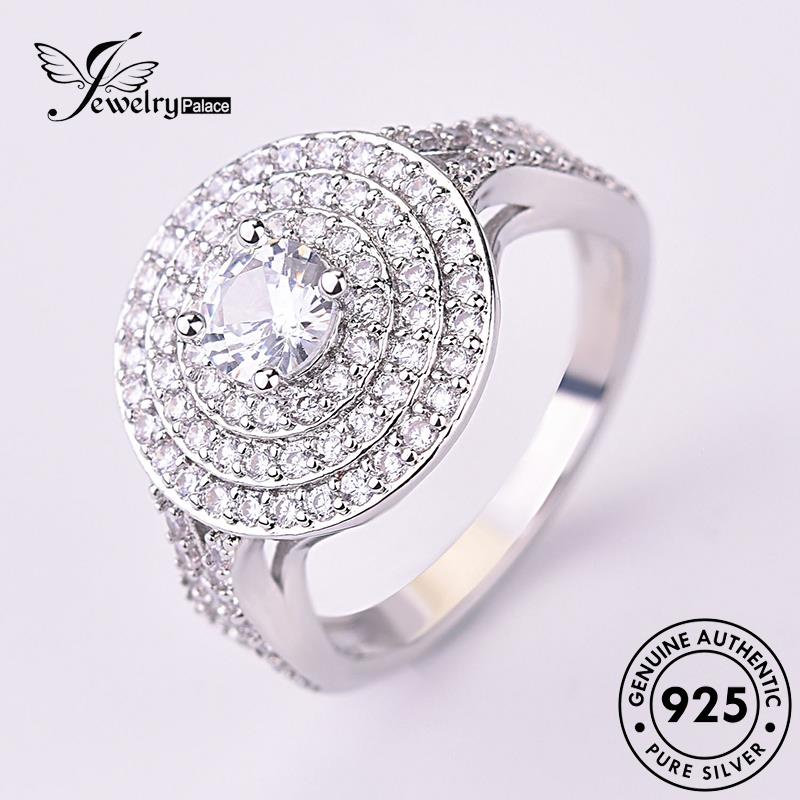 JEWELRYPALACE Kawin Sterling Classic Perak Round Perhiasan 925 Moissanite Wanita Asli Silver Nikah Aksesori Original korea Silver Cincin Diamond Murni R1382