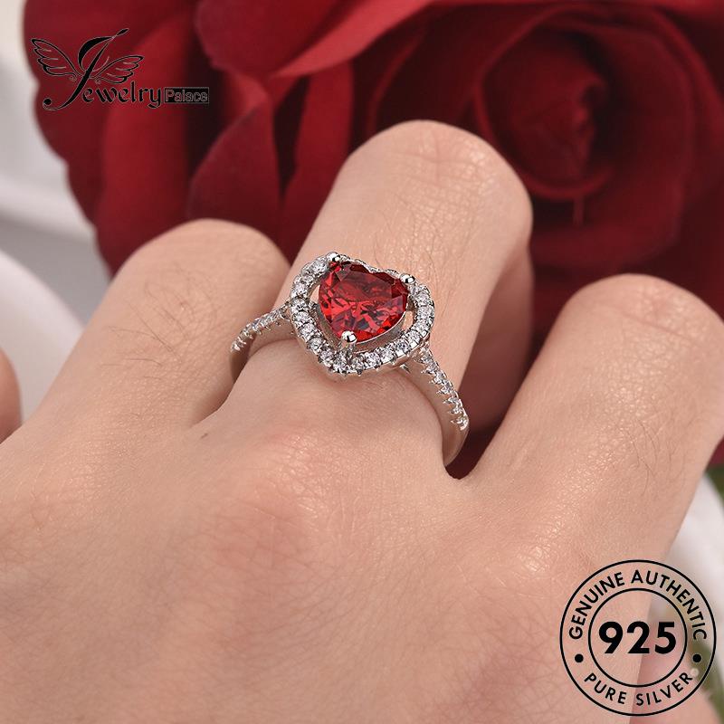 JEWELRYPALACE Murni korea Silver Asli Nikah Sterling Wanita Perhiasan Fashion Perak 925 Aksesori Original Love Silver Kawin Ruby Cincin R1082