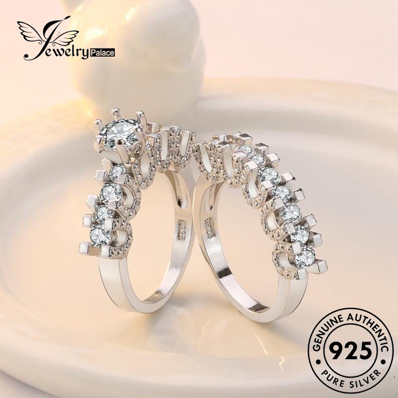JEWELRYPALACE Hearts Creative Original Nikah Silver Diamond And Aksesori Silver Asli 925 Moissanite Couple korea Kawin Pasangan Murni Sterling Perak Cincin Arrows Perhiasan R1129