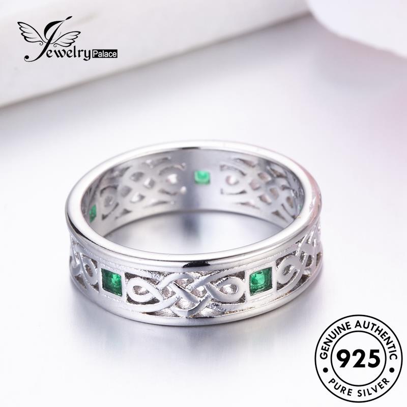 JEWELRYPALACE 925 Perhiasan Emerald Silver Sterling Nikah korea Wanita Personalized Asli Aksesori Cincin Silver Original Kawin Murni Perak Pattern R1484