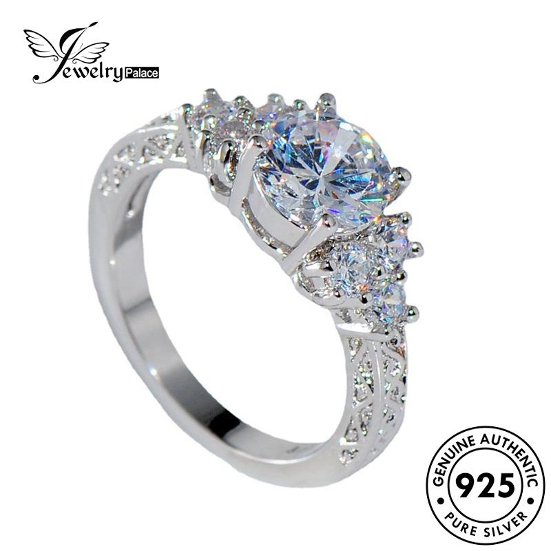 JEWELRYPALACE Silver Perhiasan Silver Sterling Wanita Original korea Asli 925 Cincin Fashion Nikah Perak Kawin Aksesori Moissanite Diamond Murni R1640