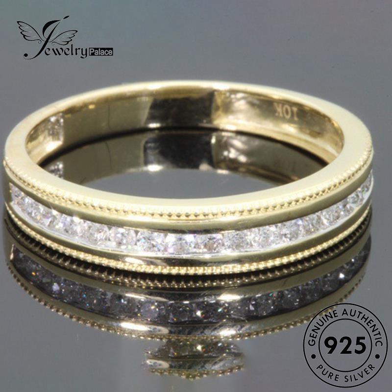 JEWELRYPALACE Luxurious 925 Pasangan Couple Kawin Murni Asli Moissanite Sterling Gold Aksesori Silver Diamond Cincin Nikah Perak korea Original Perhiasan Silver R1704