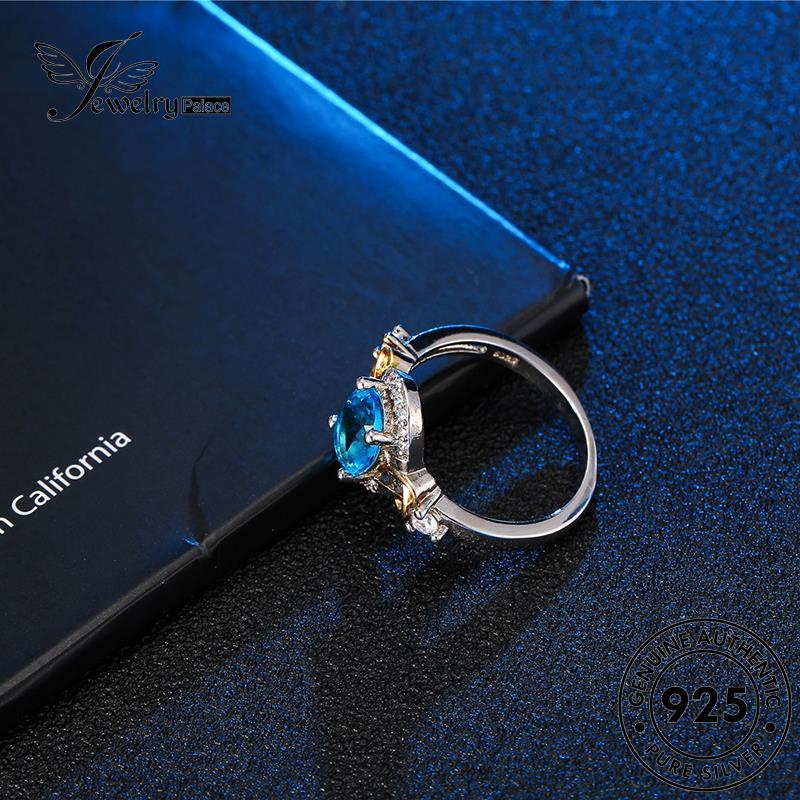 JEWELRYPALACE Perak Nikah Aquamarine Aksesori Perhiasan Silver Oval Kawin Murni Classic Wanita korea 925 Cincin Asli Sterling Original Silver R1707