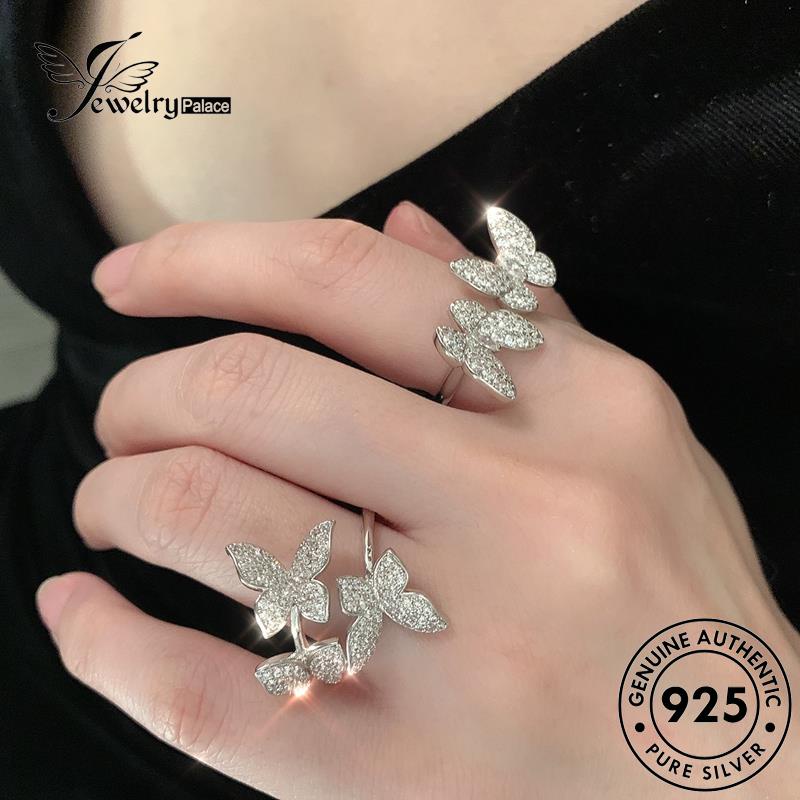 JEWELRYPALACE Aksesori Perak Nikah Silver Diamond Asli Sterling Original Silver 925 Murni Butterfly Moissanite Creative korea Cincin Kawin Perhiasan Wanita R1732