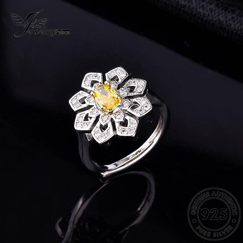 JEWELRYPALACE Creative Nikah korea Snowflake Silver Citrine Kawin Perak Wanita Cincin 925 Asli Perhiasan Murni Silver Original Aksesori Sterling R1760