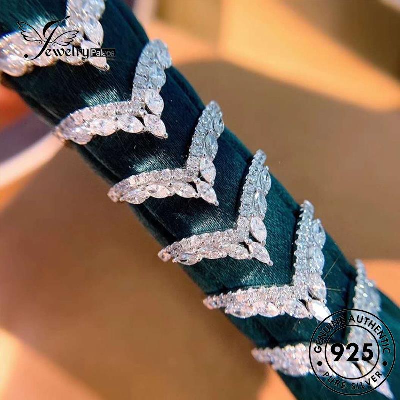 JEWELRYPALACE Silver korea Silver V Asli Original Murni Aksesori Perhiasan Moissanite Kawin Perak Cincin Nikah Shape Personality 925 Diamond Sterling Wanita R1901