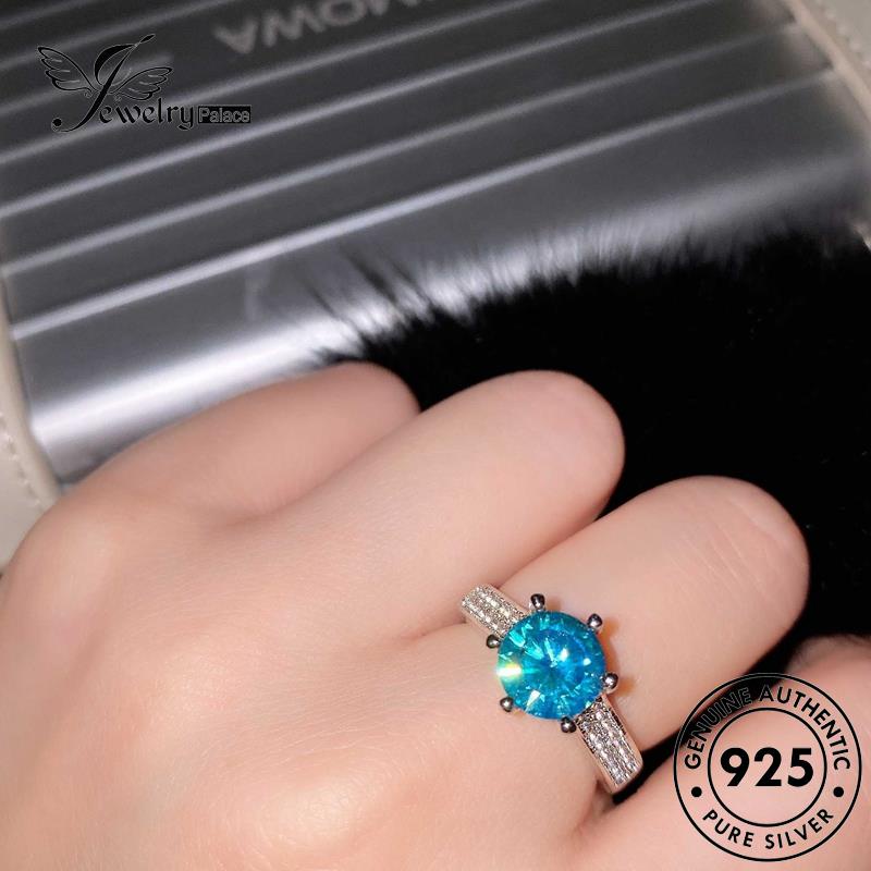 JEWELRYPALACE Personality Aksesori Silver Aquamarine Murni Perhiasan Kawin Sterling Original Cincin Starlight Wanita 925 korea Nikah Silver Perak Asli R1935